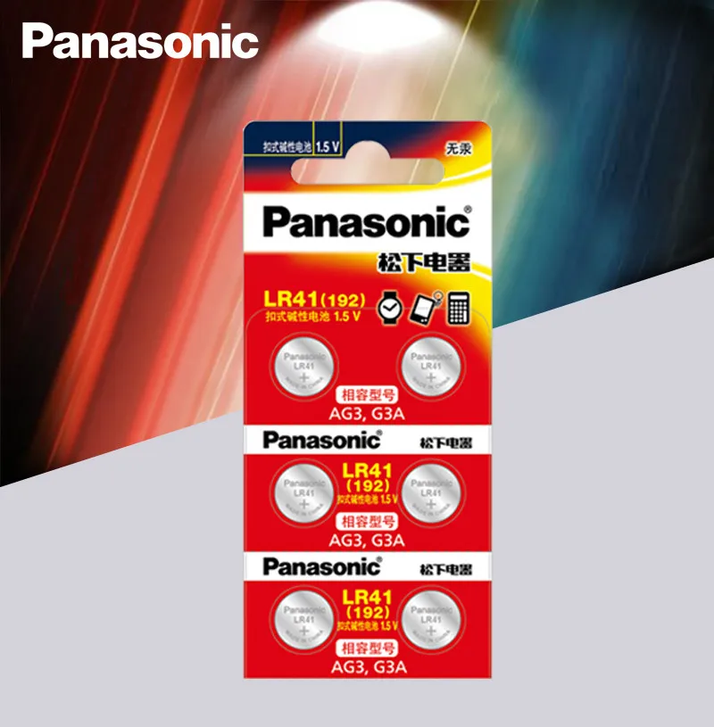 

6pcs/lot LR41 Button Cell Batteries Panasonic 100% Original SR41 AG3 G3A L736 192 392A Zn/MnO2 1.5V Lithium Coin Batteries