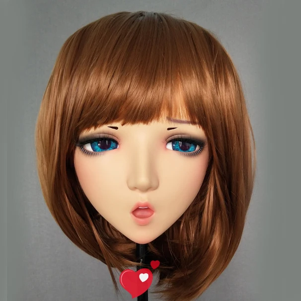 

(HAN-01)Female Sweet Girl Resin Half Head Kigurumi BJD Eyes Crossdress Cosplay Japanese Anime Role Lolita Mask With Eyes And Wig