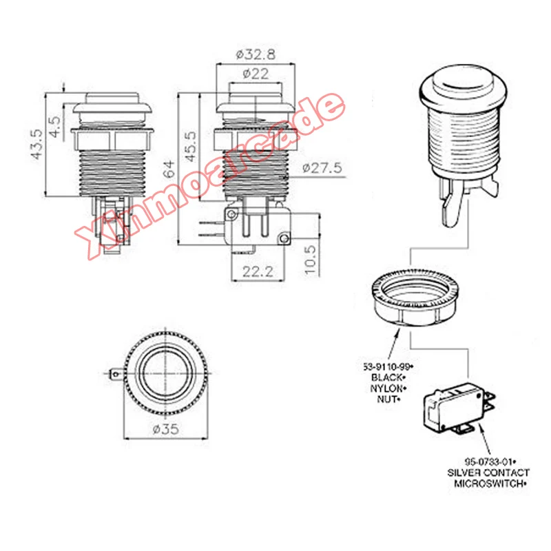 6pcs of 28mm Arcade American HAPP style push button with micro-switch for JAMMA MAMA arcade DIY Parts 6pcs of 28mm Arcade American HAPP style push button with micro-switch for JAMMA MAMA arcade DIY Parts