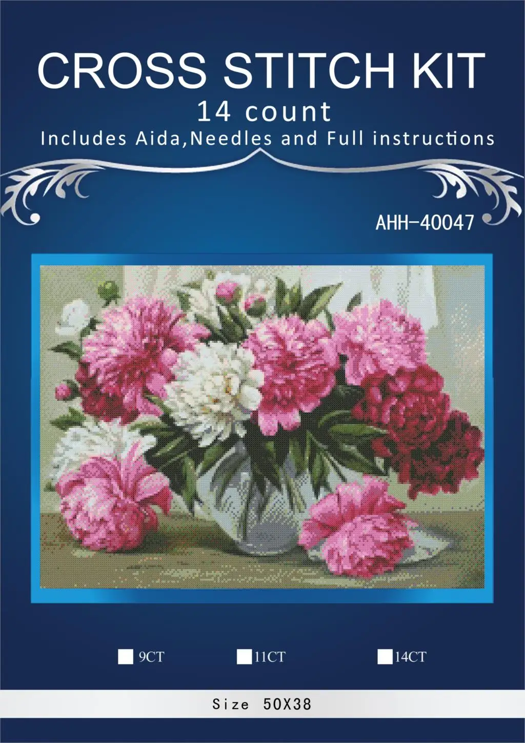 

oneroom peony flowers Embroidery Needlework Crafts 14CT Unprinted DMC DIY Quality Cross Stitch Kits Handmade Arts Decor
