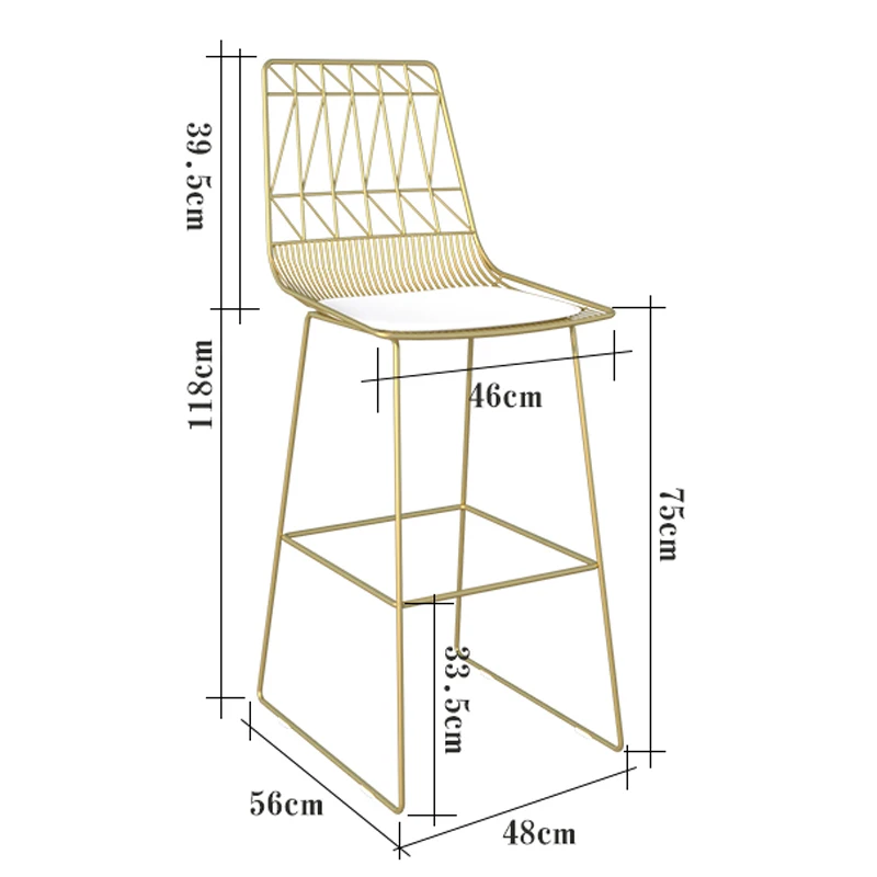 Скандинавский барный стул со спинкой современный простой железный Золотой барный стул 75 см сидя высота кафе стул с полиуретановой подкладкой
