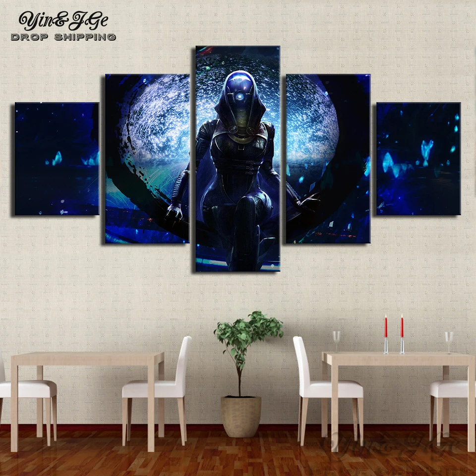 

Artwork Canvas Painting HD Prints Home Decoration 5 Pieces Mass effect Wall Art Modular Game Figure Picture Living Room Posters
