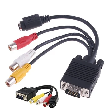 

by dhl or ems 300 pieces VGA S Video Cable 3 RCA line S-video RCA AV Cable VGA adapter cable
