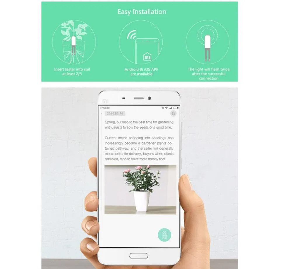  Xiaomi mijia HHCC Flower care Mi Flora Monitor Digital Plants Grass Soil Water Light Smart Tester S - 4000464454228