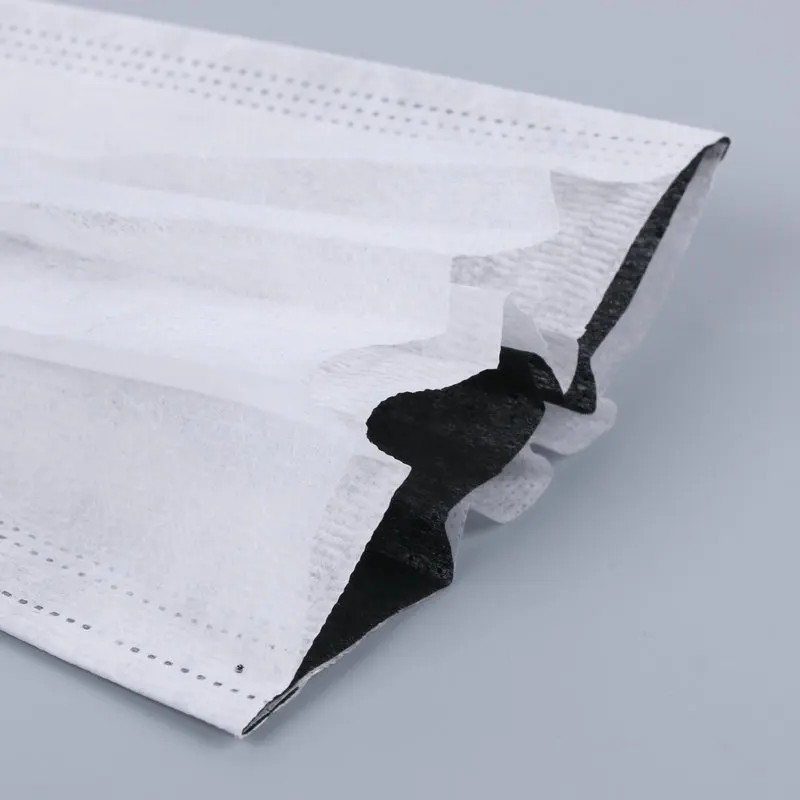Нетканые черный активированным углем одноразовые маски 50 шт. 4 слоя Фильтр медицинских зубные петлю Анти-пыль лицо хирургические маски