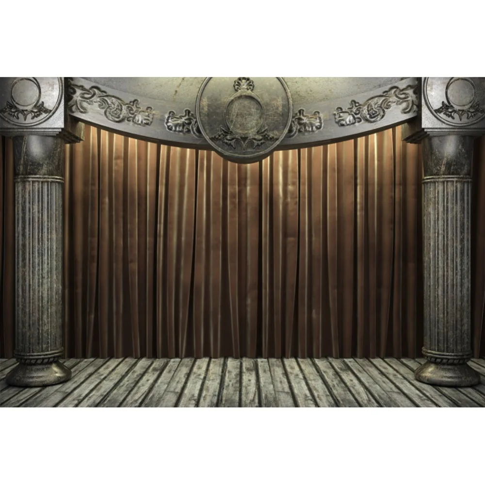 Laeacco Pillar Arch Curtain Planks Floor Stage Scene Baby Shower Photography Backdrops Photographic Backgrounds For Photo Studio |