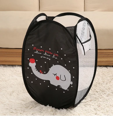 Новая Милая Складная сетчатая корзина для хранения с Минни, сортировочные сумки, корзина для грязной одежды, игрушка ведро, корзина из ткани Оксфорд - Цвет: Black elephant