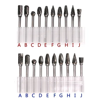 

10Pcs Solid Tungsten Carbide File Cutter Taper Burrs Grinding Head for Dremel Bits --M25