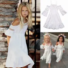 Милое летнее белое платье для маленьких девочек от 2 до 6 лет Детское винтажное кружевное платье принцессы нарядные платья для свадебной вечеринки