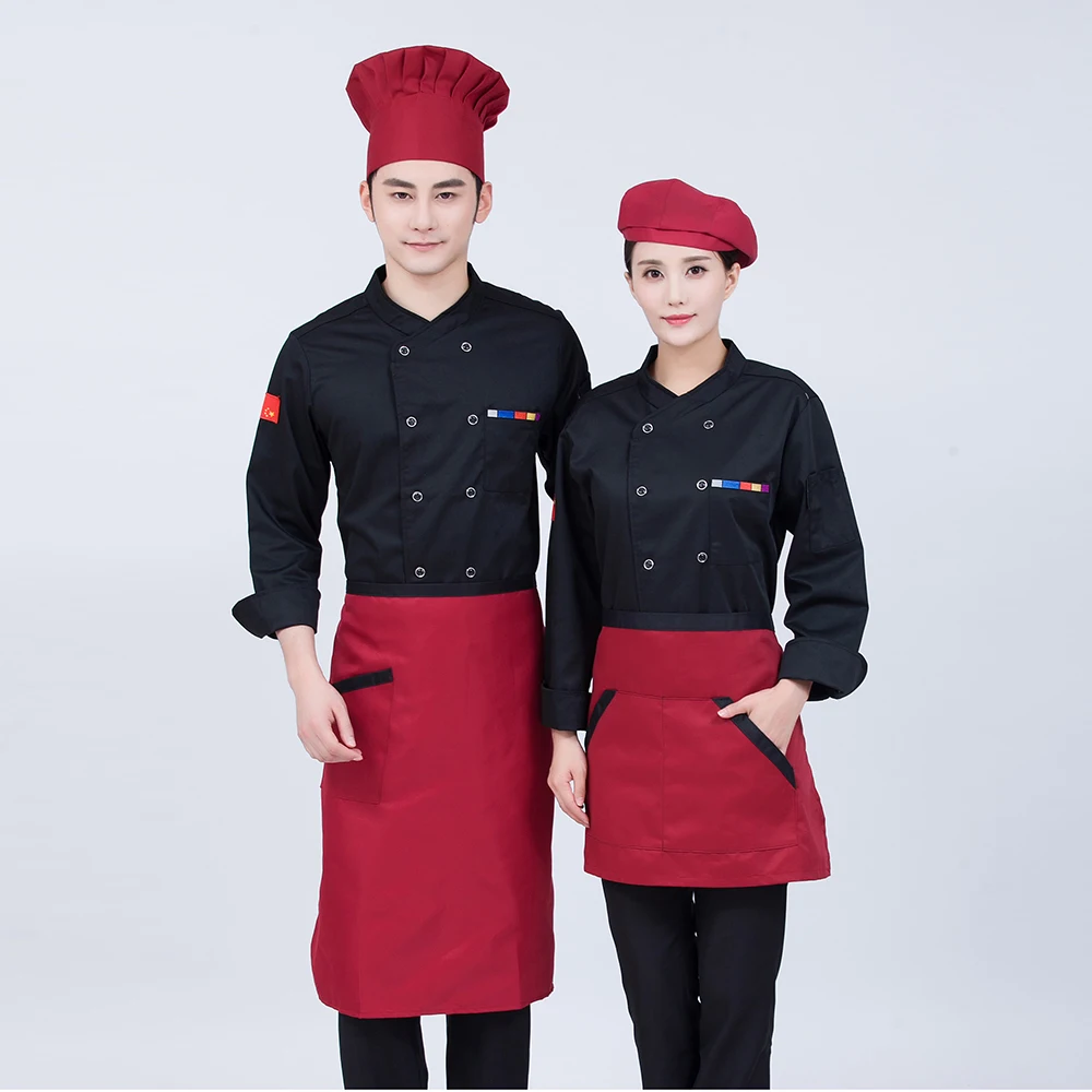 С длинными рукавами отель шеф-повар куртка еда услуги Restauant спецодежда униформа двубортный шеф-повар пальто Мужская Женская кухня