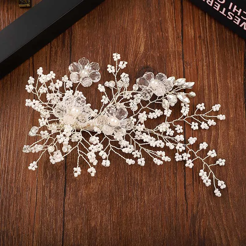 Свадебные красота украшение на голову в виде листка украшения для волос для женщин ручной работы белый цветок аксессуары для волос женские