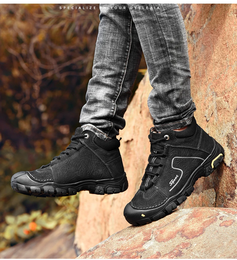 VESONAL/зимние сапоги из натуральной кожи; Мужская обувь для взрослых; Теплая обувь с мехом; уличная походная обувь; кроссовки; Мужская короткая плюшевая обувь