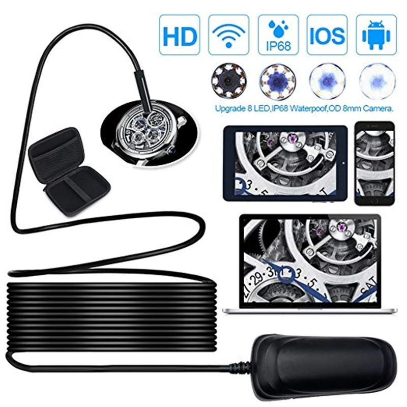 Wireless Endoscope HD1080P 1000mAh Wifi USB Borescope, IP68 Waterproof Inspection Camera, Semi-rigid Flexible Snake Camera Wireless Endoscope HD1080P 1000mAh Wifi USB Borescope, IP68 Waterproof Inspection Camera, Semi-rigid Flexible Snake Camera