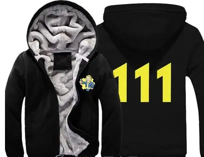 

Game Fallout 4 Hoodie Pin Boy Save The World Print Zipper cardigan Sweatshirt Super Warm Thicken Fleece Coat For Men And Women