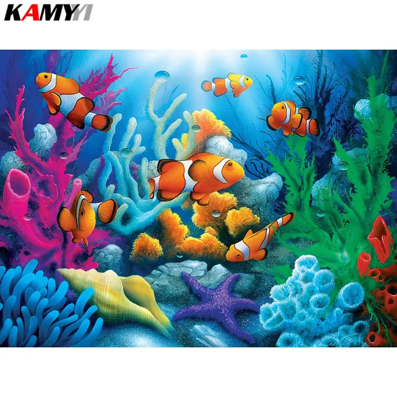 

Full Square Diamond embroidery Full Diamond mosaic DIY 3D Diamond painting Cross stitch Submarine fish rhinestones