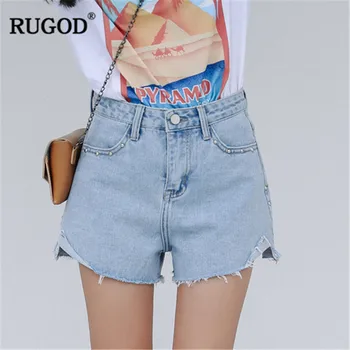 

RUGOD Harajuku style women denim short pants pocket high waist zipper fashion streetwear modis summer femme short mujer