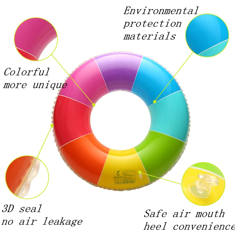 Надувной круг для плавания для взрослых уплотненный и увеличивающий мужской и женский Радужный спасательный круг для плавания