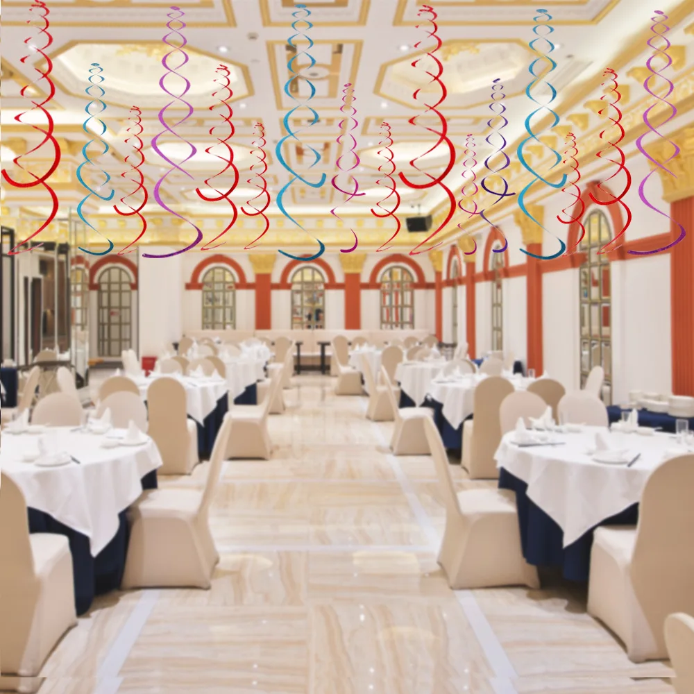 6pcs/pack New Party Decoration Wedding Party Ceiling Decoration Laser PET Double Hanging Swirls Mermaid Party Baby Shower Decor