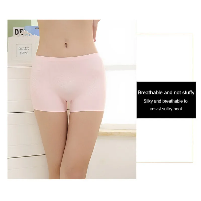 Women's Ice Silk Safety Shorts Invisible Seamless Boxer Briefs Underwear Boyshort