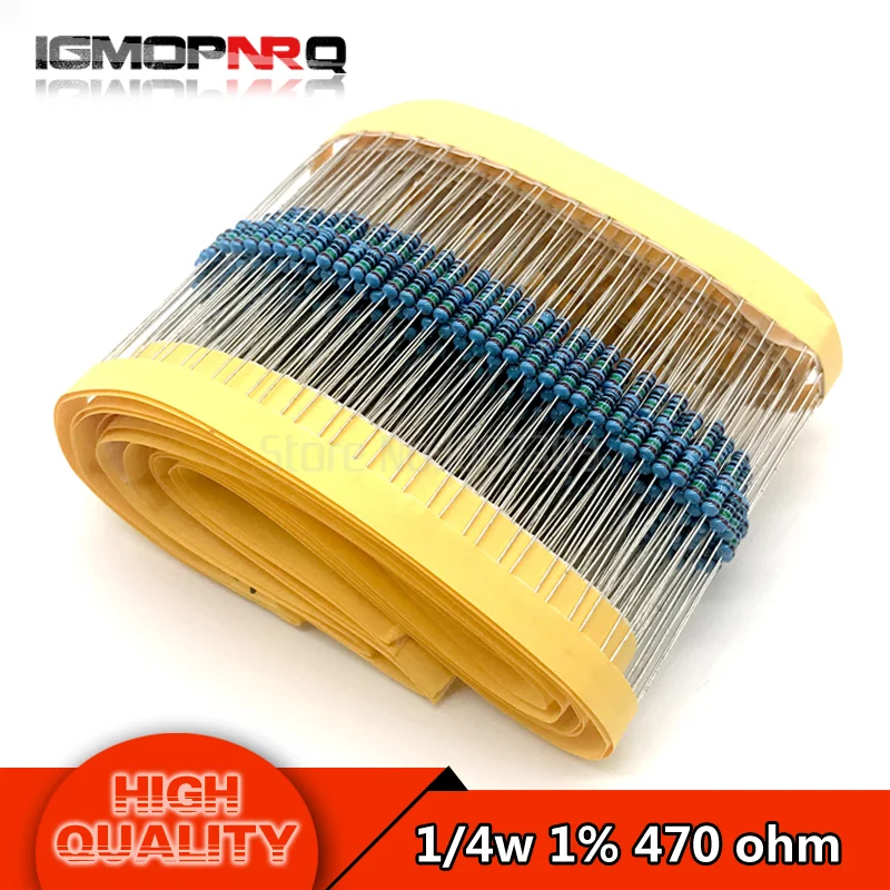 

1Lot 100PCS 1/4W 470R 1/4W-470 ohm 470ohm Metal Film Resistor 0.25W 1% High Quality Free Shipping