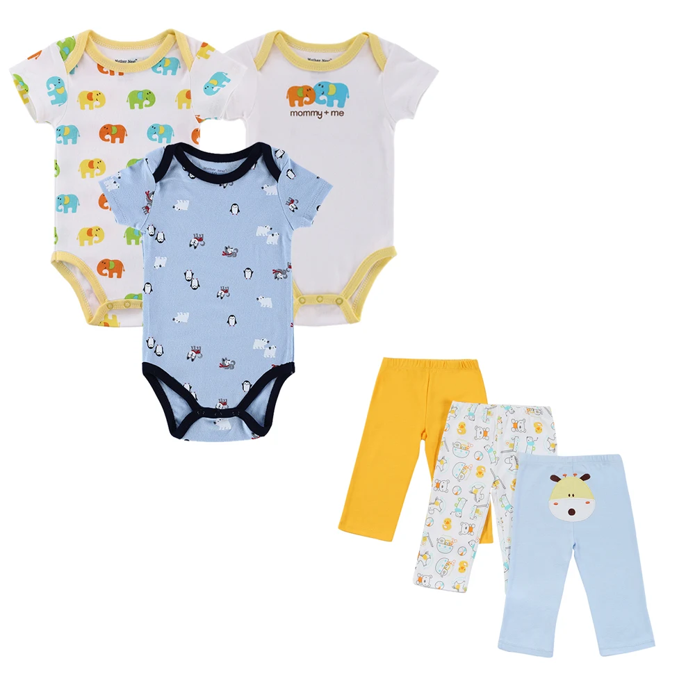 6pcs/lot Newborn 0-12M Baby Rompers and Pants Toddler Clothing Little Kids Summer Spring Outfits Baby's Set | Детская одежда и