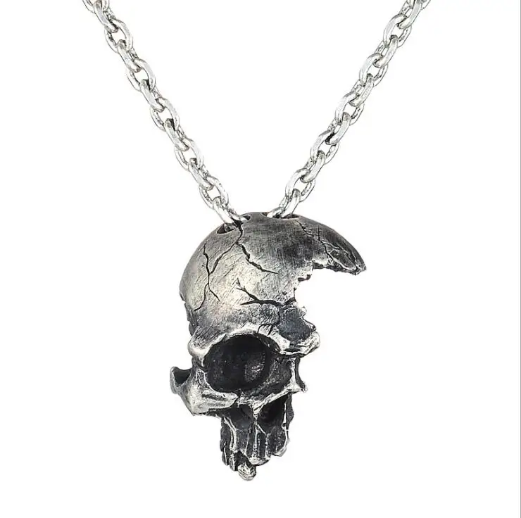 Ожерелье для мужчин посеребренное модное очаровательное ювелирное изделие трендовая Подвеска подарок ферма череп ужас Рождество высшее качество череп