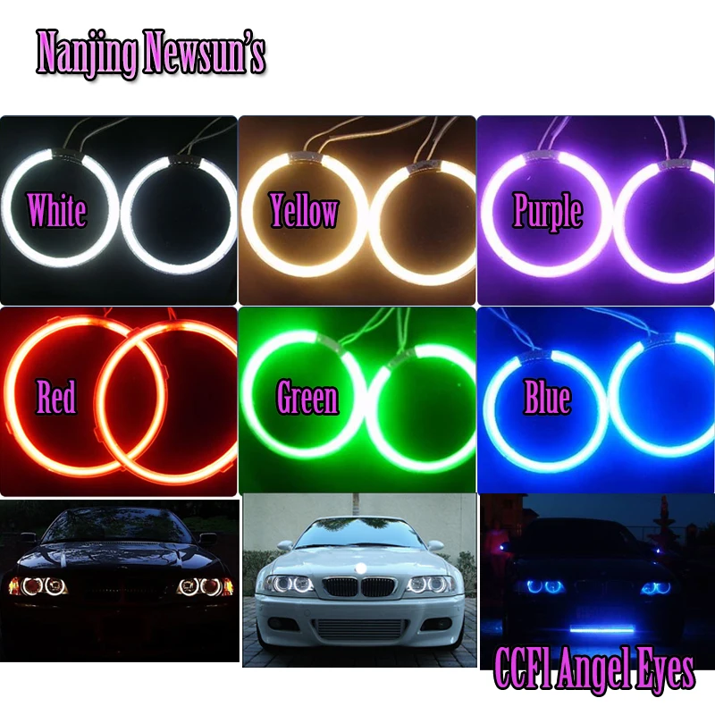 

Various sizes Super Bright Ccfl Angel Eyes Kit Universal fit Halo Ring Car motorcycle Headlight with 2 Angel Rings & 1 Interver