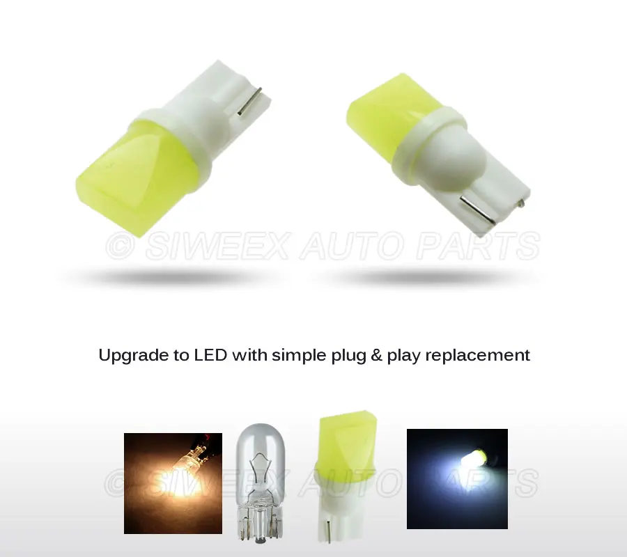 T10 Socket W5W 168 194 SMD COB LED White Wedge Side Bulbs For Car Tail Parking Dome Door Map Light 10 Pcs led lights led bulbs led car lights