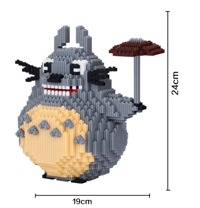 Anime My Neighbour Totoro with Umbrella Building Blocks Diamond Plastic Assembling Toys Kids Educational DIY Toy Big Size  (3)