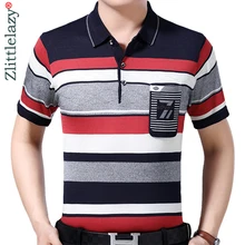 Брендовая Повседневная летняя полосатая рубашка поло с коротким рукавом, мужская рубашка из джерси с карманами, мужские футболки поло, модная одежда 4222