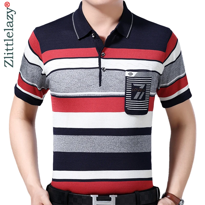 

2019 brand casual summer striped short sleeve polo shirt men poloshirt jersey pocket mens polos tee shirts dress fashions 4222