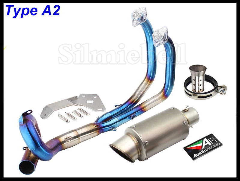 MT07 FZ07 мотоцикл без шнуровки полная система AR Остин гонки побега мото глушитель выхлопной трубы для Yamaha mt-07 FZ-07 XSR700 - Цвет: Type A2