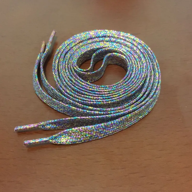 

Fashion 110cm Shinning Colorful Shoelaces Polyester Knitted Shoelace Flat Sneakers Shoes Lace
