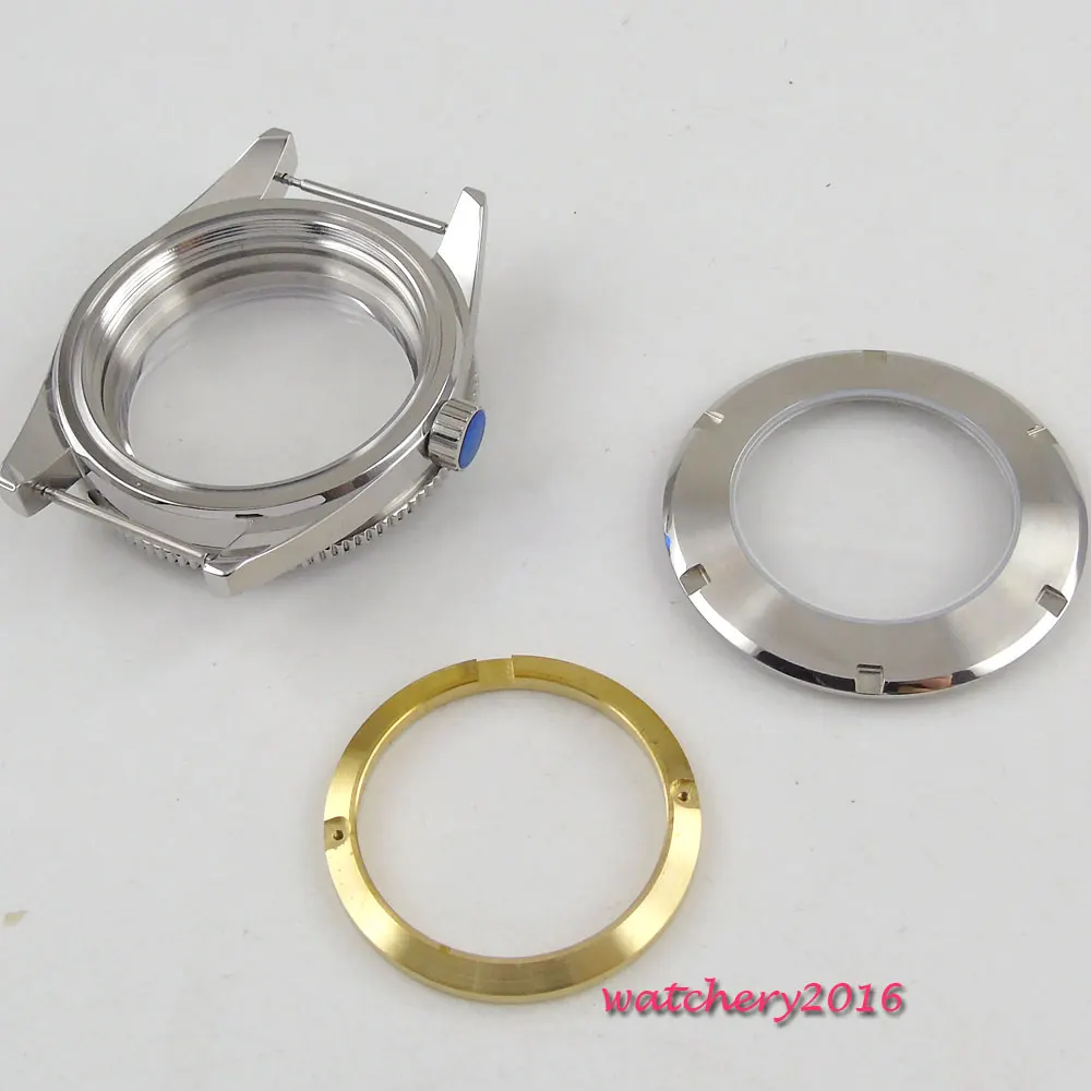 41mm parnis blue Dial + Hands + Watch Case set fit ETA 2824 2836 Movement Sapphire Glass High quality hardened Watch Case