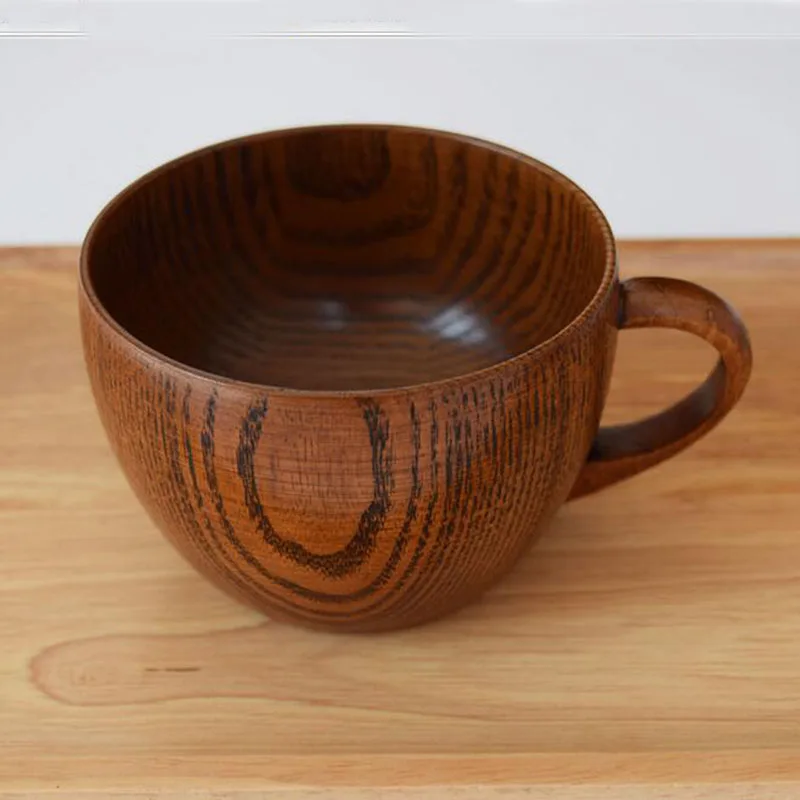 Contracted with wooden handle coffee cup Zizyphus jujube wood flat The
