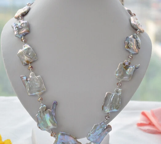 

ddh002953 LAVENDER square KESHI REBORN PEARL crystal bead NECKLACE