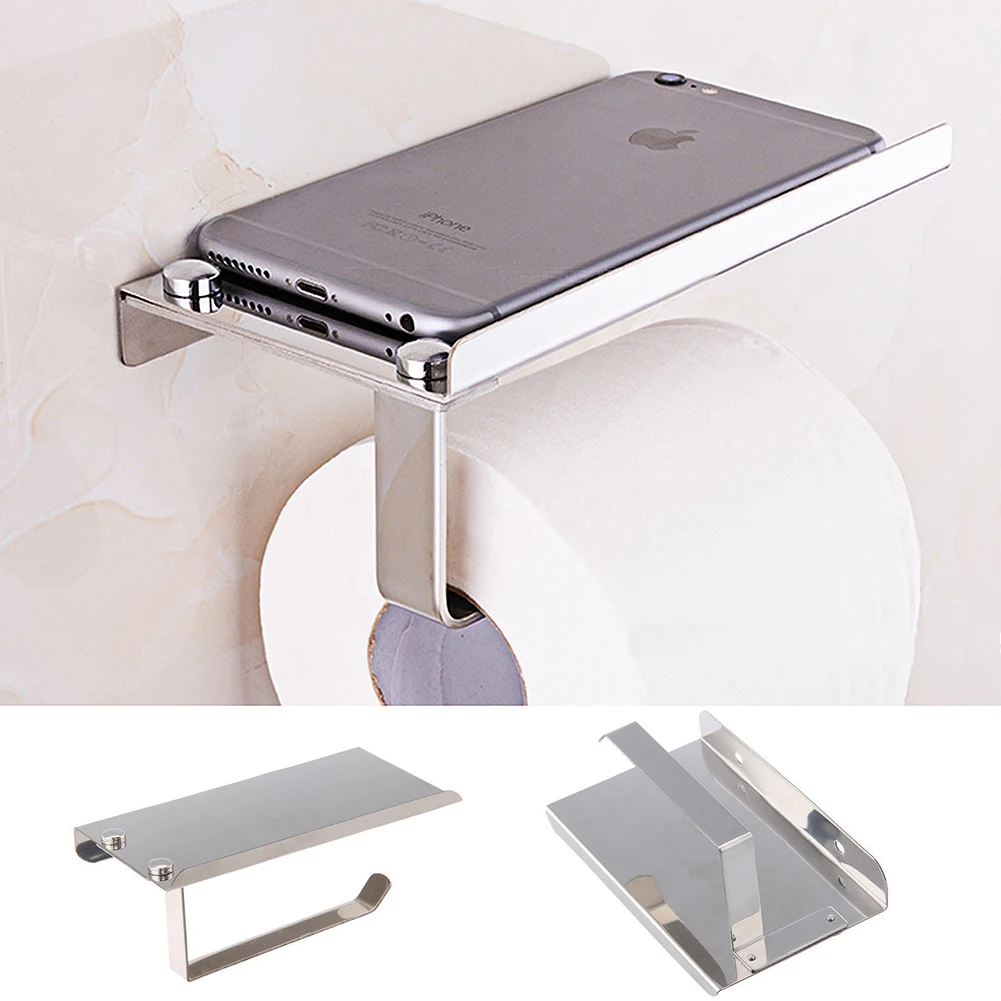 

Stainless Steel Toilet Paper Holders Bathroom Accessories Toilet Roll Holder Phone Shelf Tissue Holder Wall Mounted