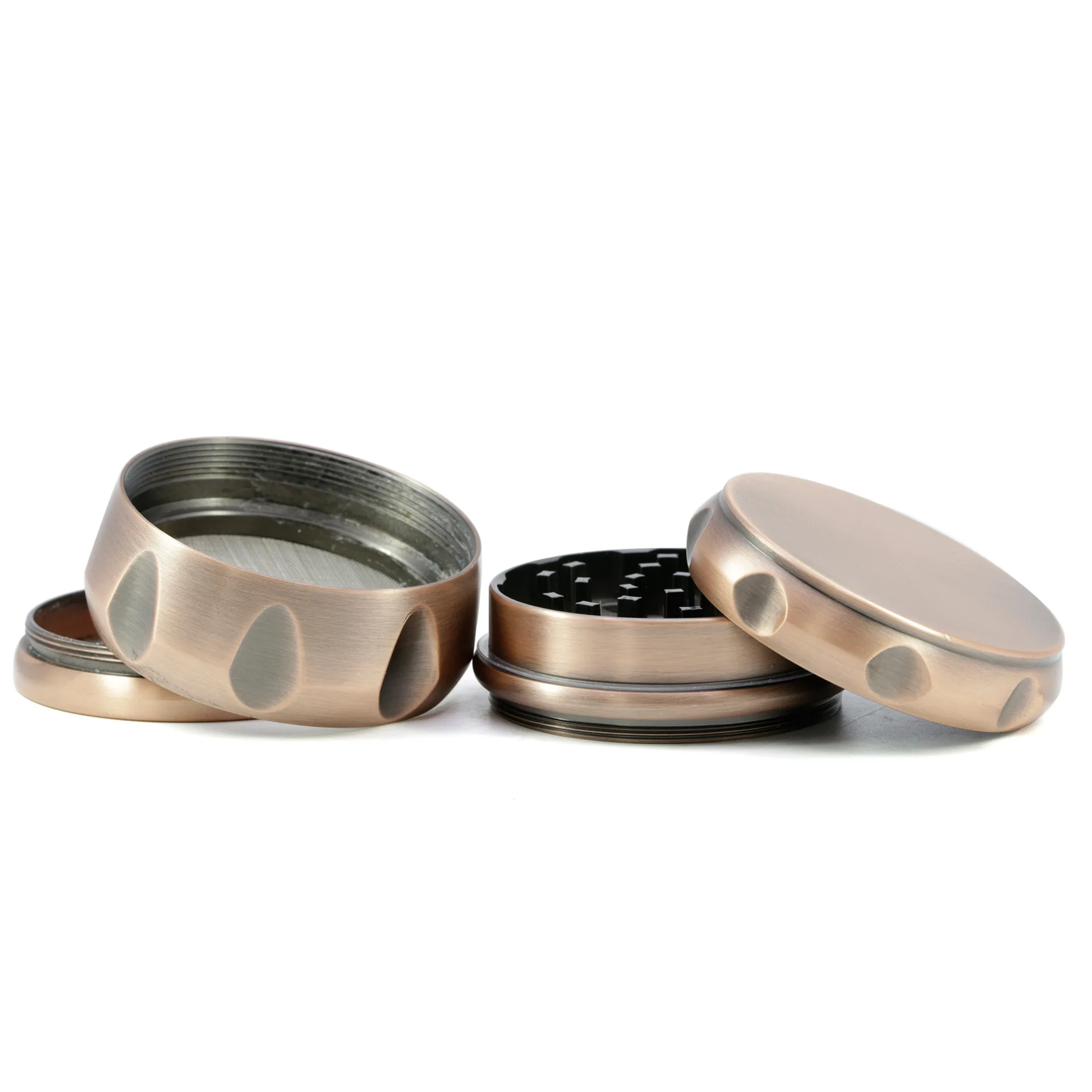 New Four-Layer Chamfered Bronze Drum Smoke Grinder with Zinc Alloy