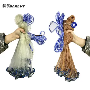 BEST PROMO ❤️ 2.4-4.8m Catch Fishing Net American Style Cast Net Small Mesh Outdoor Gill Net With Sinker And Without Sinker - discount item 9% OFF Sports & Entertainment