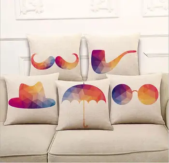 

New!2pc/lot Square Shape 3D design Cushion Cover Linen Pillow Case Sofa Cushion Chair Cushion Case Home Pillow Cover