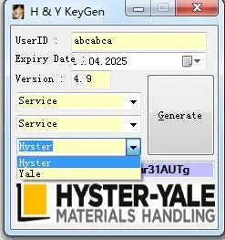 Инструмент Hyster и Yale для сервисного обслуживания ПК [2014-2018] Keygen 4.XX поддержка