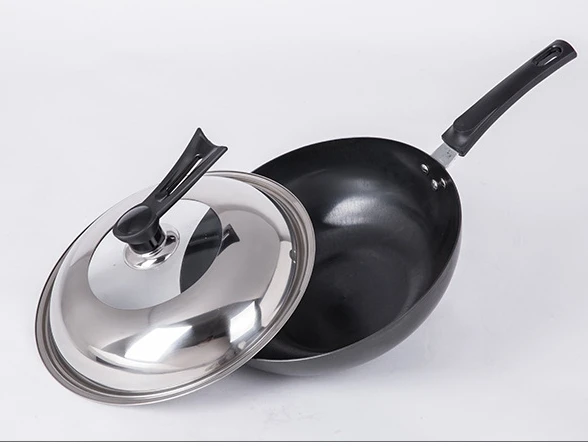 

Chinese Food Cooking Helper Wok No Coating Pan General Use For Stove/ Electromagnetic Furnace Home Kitchen Healthy Wok Iron Pot