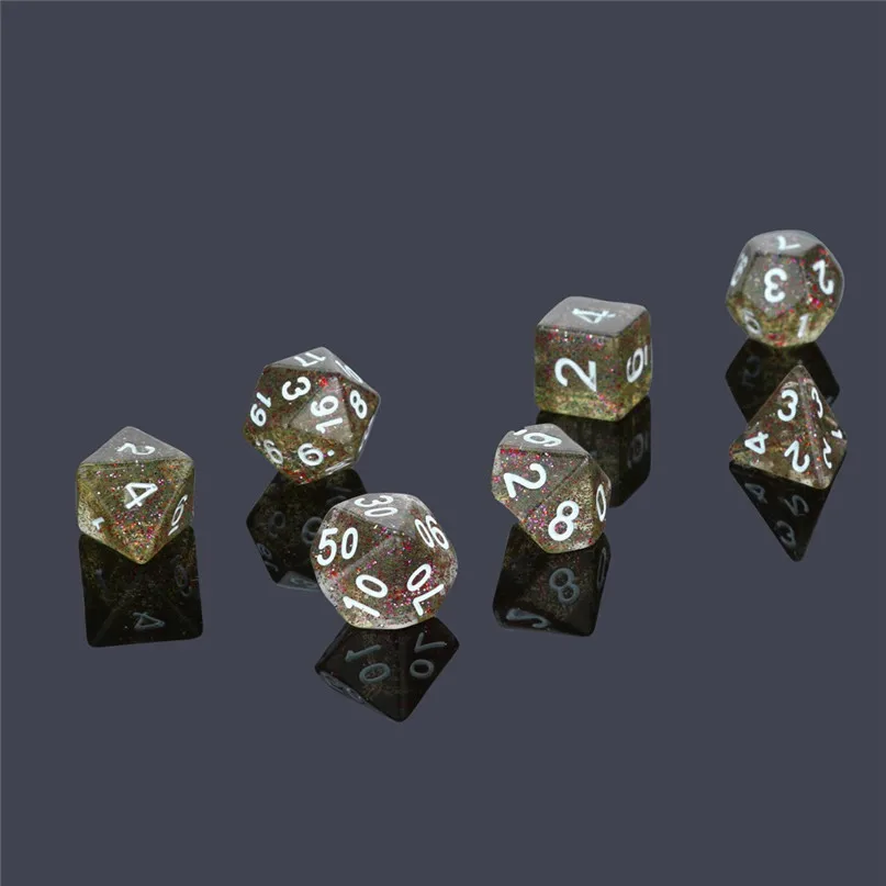 7Pcs For Party Game Dungeons & Dragons Polyhedral D4-20 Multi Sided Acrylic Dice for TRPG game lovers #2p09 (1)