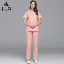 Медицинская форма с v-образным вырезом больничный скраб наборы Cinic стирка Одежда дышащая Женский медицинский костюм для лаборатории пальто медицинская одежда