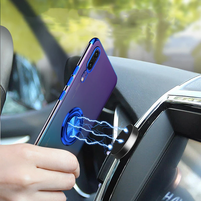 Elecplating Soft Cases for Huawei P30 Pro 30Pro P20 Lite Nova 4 4e 3e Case Invisible Finger Ring Cover for Huawei Mate 20 Case