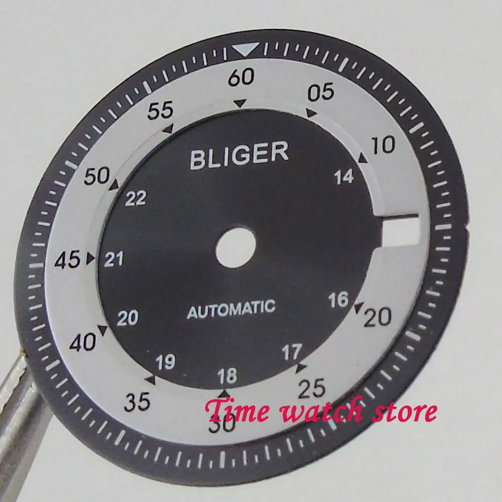 Часы BLIGER черные/белые 28 5 мм двойной часовой пояс подходит для DG 2813 MIYOTA 8215 механизм