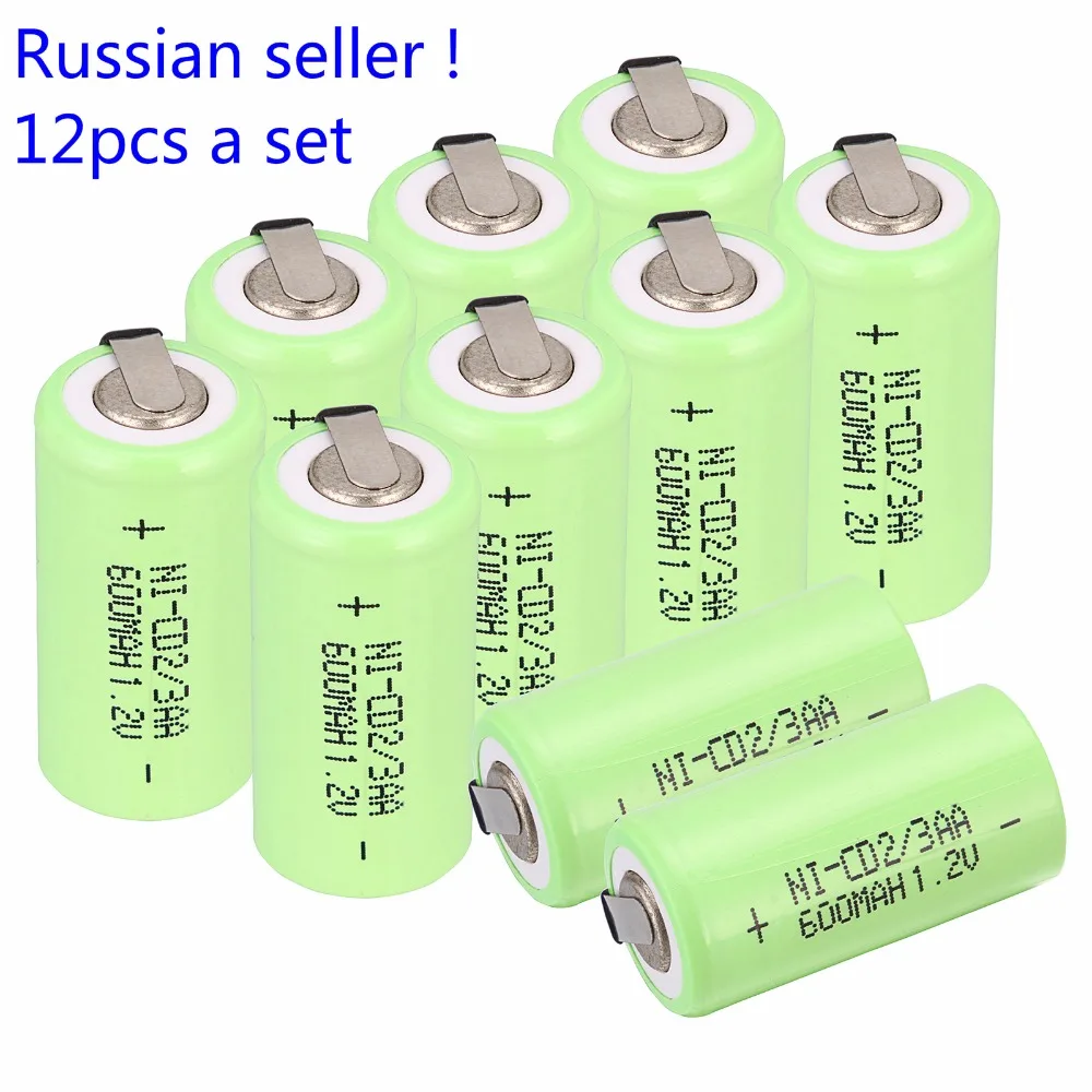 

Russian seller !  New arrival for 12 pcs Ni-Cd 1.2V 2/3AA rechargeable battery NiCd Batteries - Green 600 mah