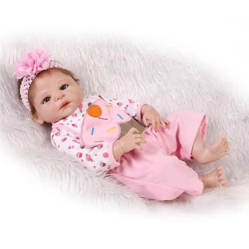 

BeBe reborn dolls NPK 23"57CM full body silicone dolls reborn real new born Victoria girl for child xmas gift bonecas