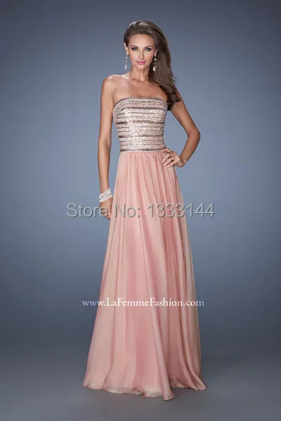 Hot Sale Beach Strapless Sequined Tank Sleeveless Chiffon Floor-Length Prom Dresses | Свадьбы и торжества