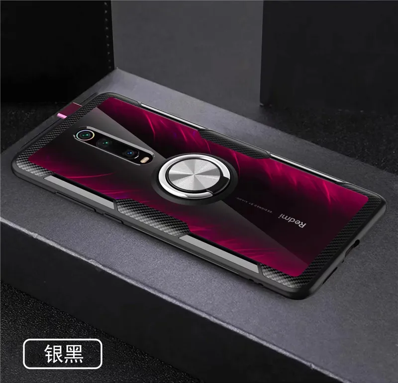 leather iphone 11 Pro Max case לxiaomi Mi9T Mi 9T פרו מקרה יוקרה מגנטי טבעת שקוף ברור זכוכית חזרה כיסוי עבור Redmi K20 פרו מחזיק רכב Stand מקרי iphone 11 Pro Max phone case